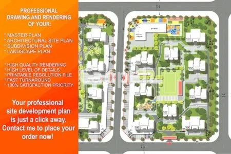 I will render architectural site plan, masterplan, landscape plan