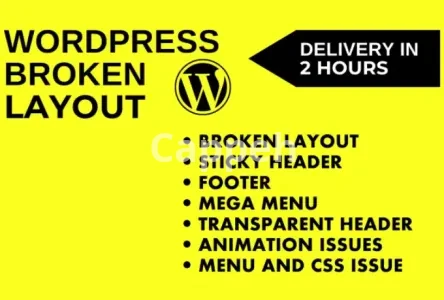 I will fix wordpress broken layout sticky header footer menu and CSS issue