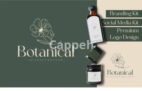 I will do minimal botanical boho hand drawn logo with branding kit