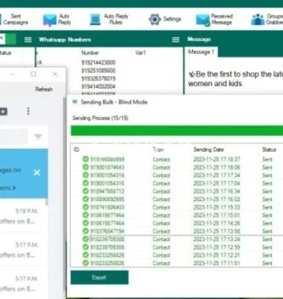 I will send whatsapp bulk SMS messages marketing for your business in one click
