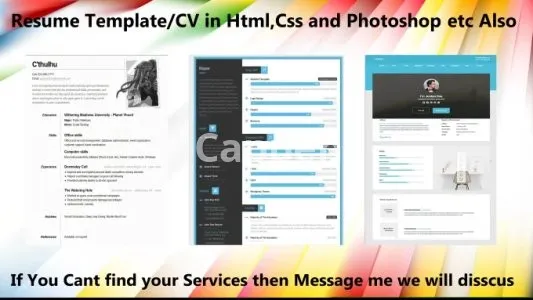 I will design for you professional resume template cv in html,css