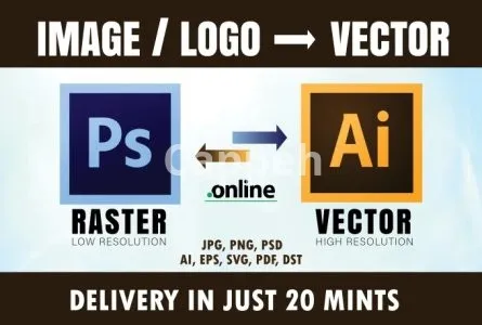 I will convert files to vector ai psd png eps pdf svg dst within 20 mints