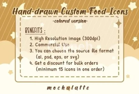 I will make hand drawn custom food icons and doodles