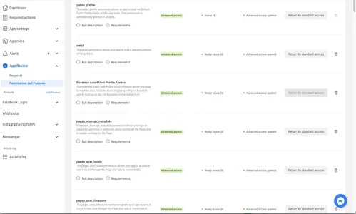 I will get facebook, instagram app approval for chatpion