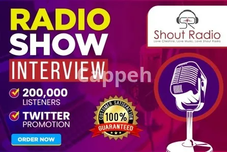 I will promote you my radio show question interview to advertise product music podcast